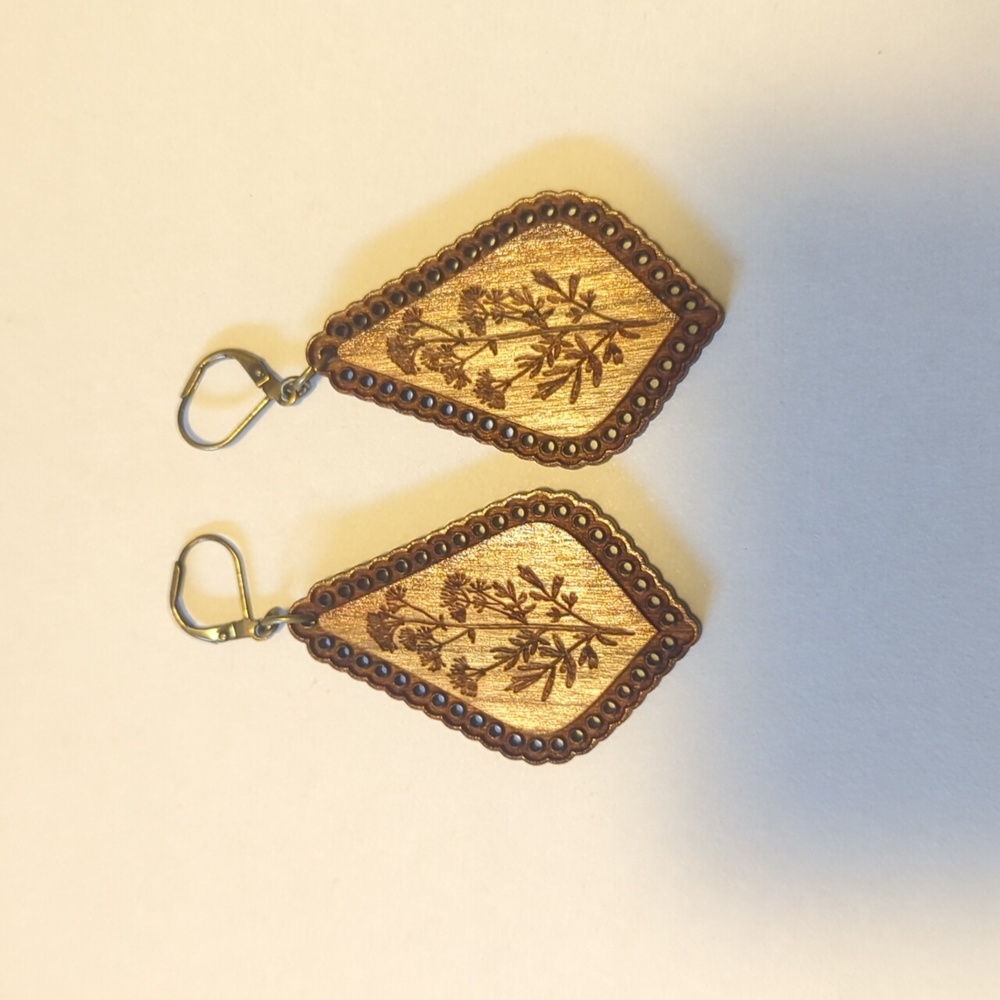 Wood carved earrings